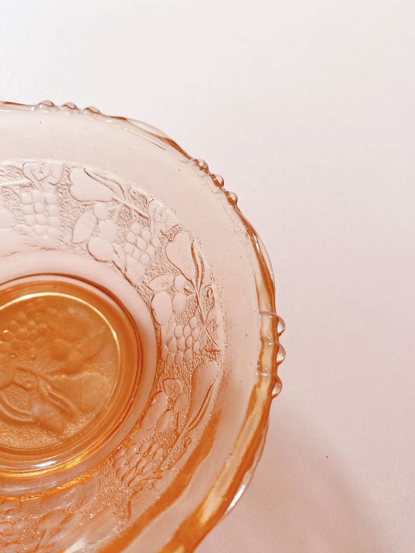Peach Glass Small Bowl | Embossed Fruit 🍒