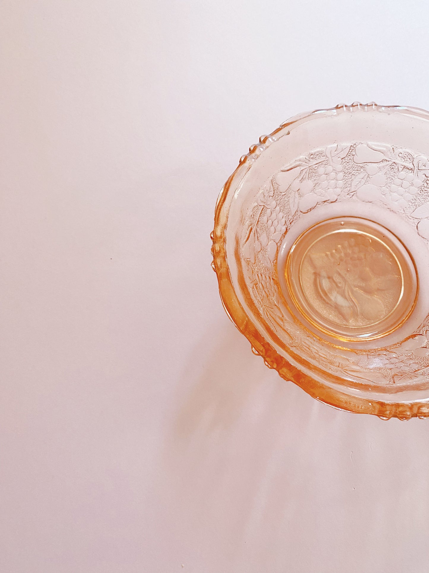 Peach Glass Small Bowl | Embossed Fruit 🍒