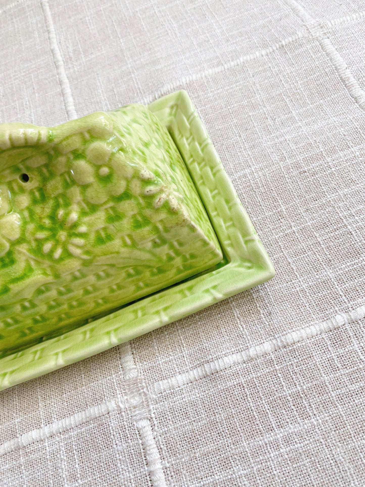 Bright Green | Floral Basket Butter Dish