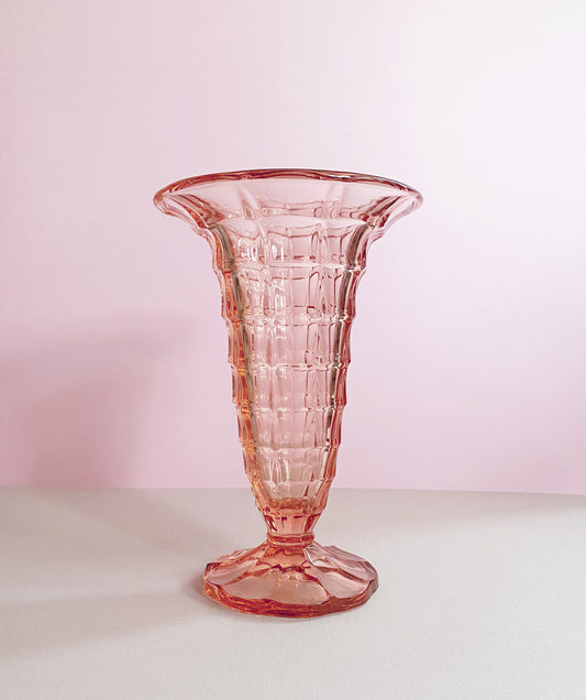 Peach Pink Art Deco Glass Vase