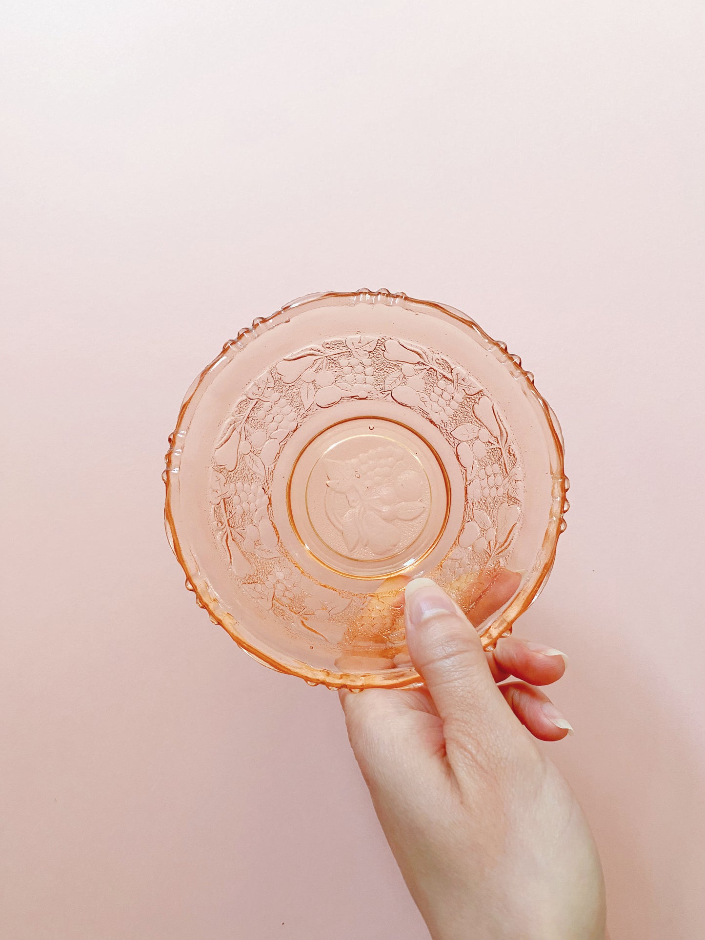 Peach Glass Small Bowl | Embossed Fruit 🍒