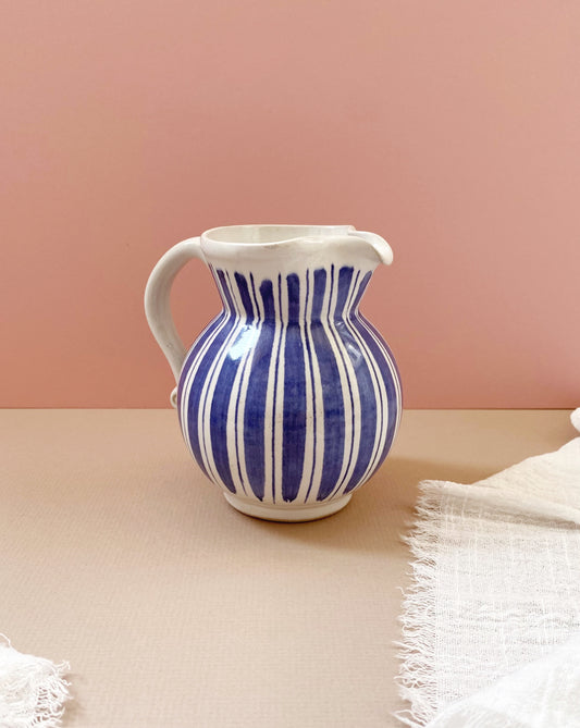 Blue Cottage Stripe Rye Pottery | Pitcher Jug