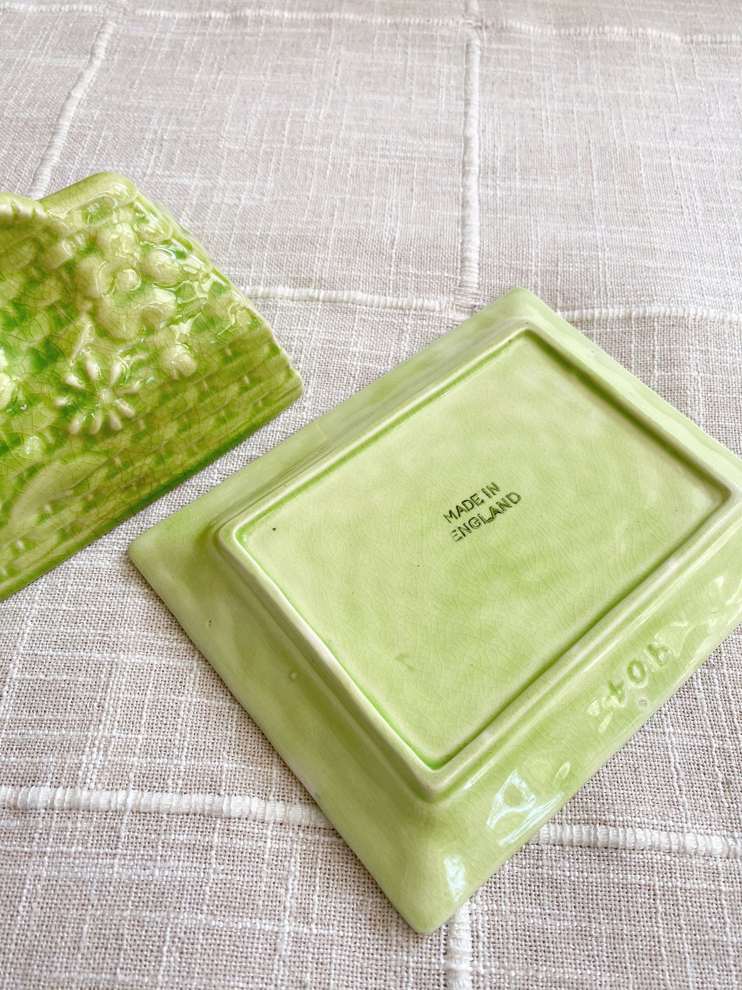 Bright Green | Floral Basket Butter Dish