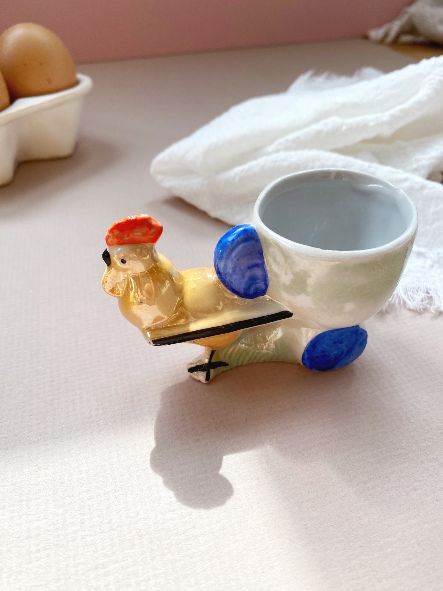 Cockerel & Cart Ceramic Egg Cup