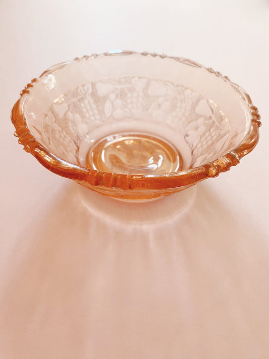 Peach Glass Small Bowl | Embossed Fruit 🍒