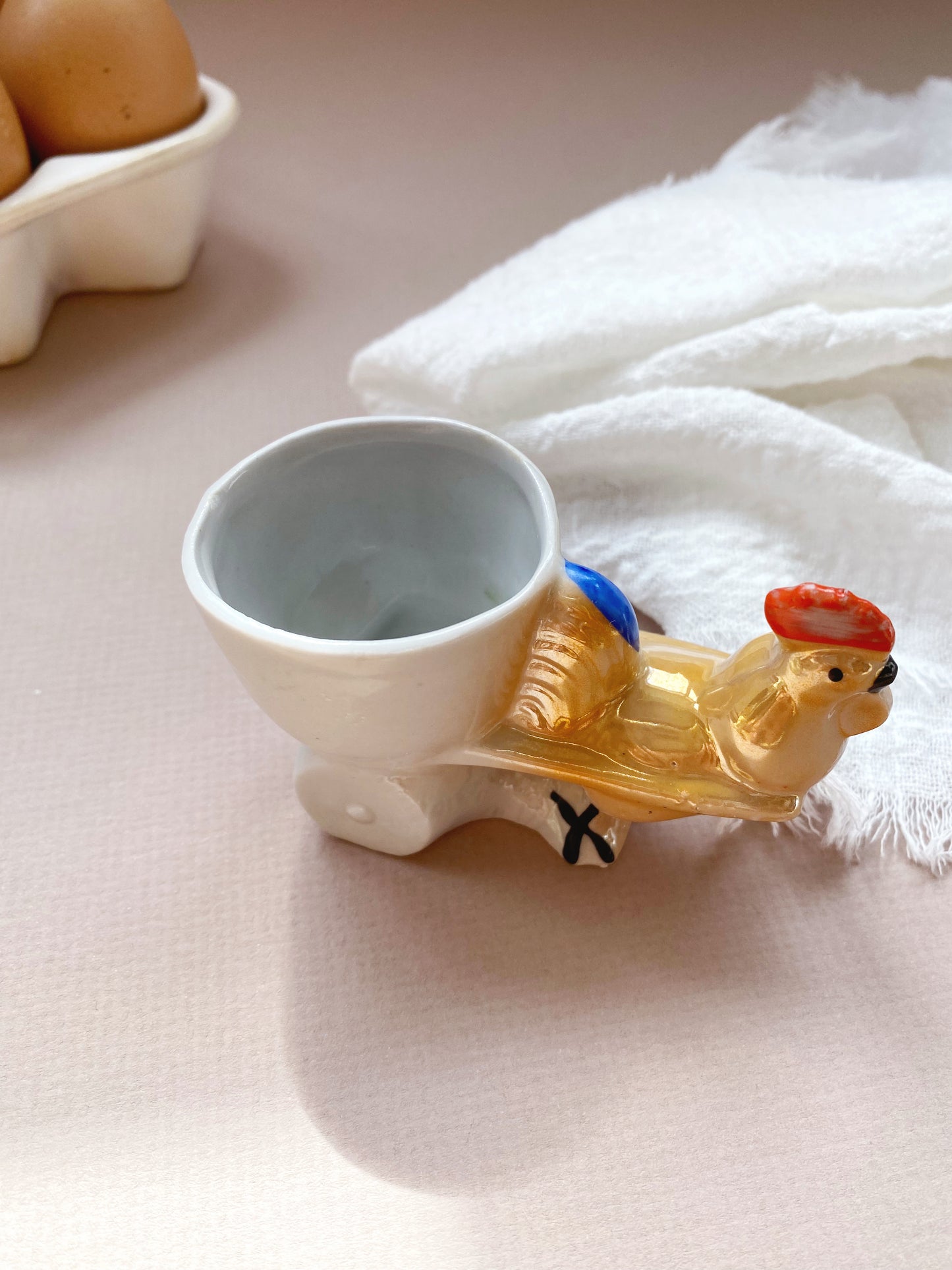 Cockerel & Cart Ceramic Egg Cup