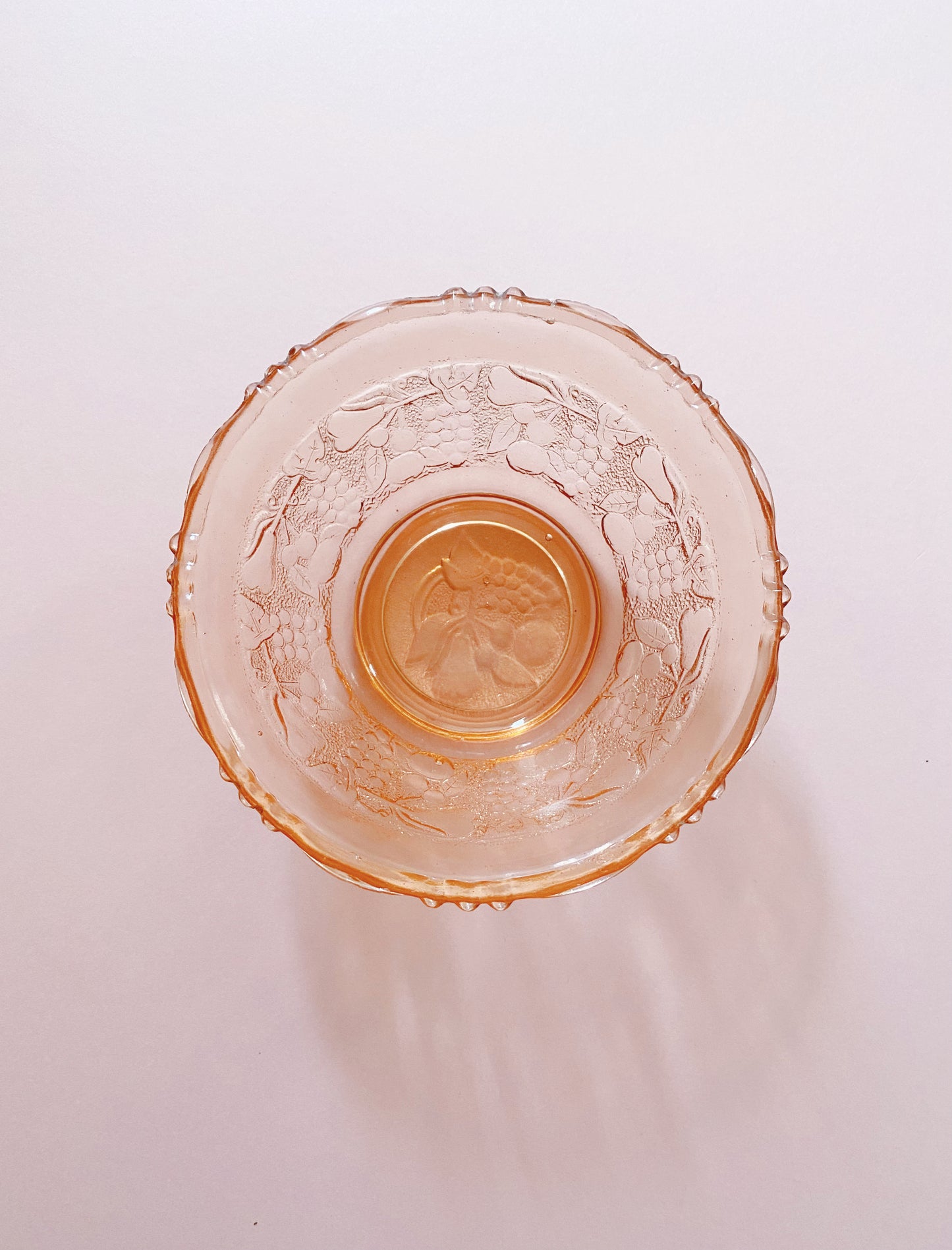 Peach Glass Small Bowl | Embossed Fruit 🍒