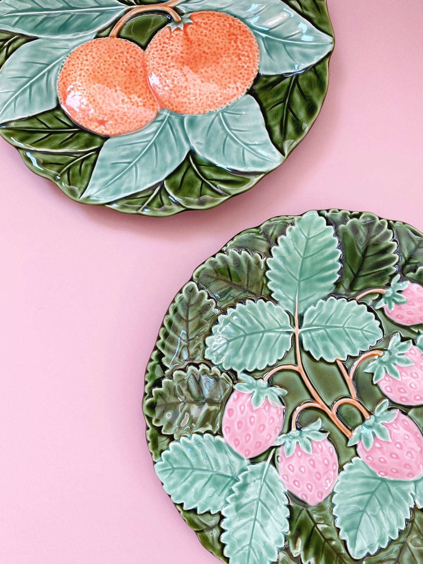 Embossed Majolica Strawberries Plate