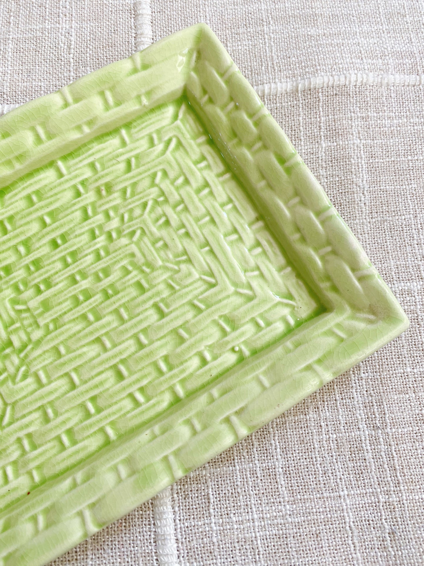 Bright Green | Floral Basket Butter Dish