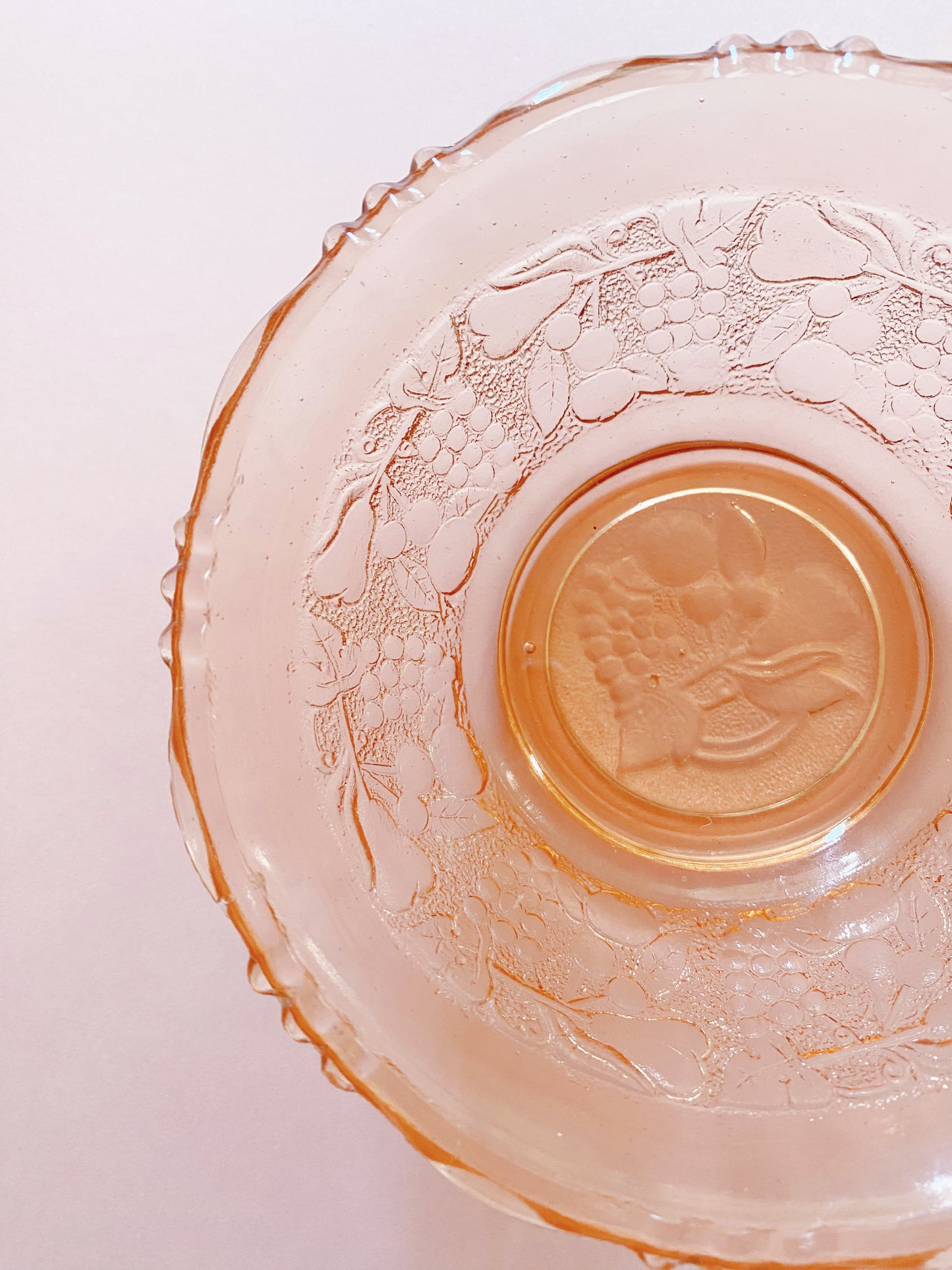 Peach Glass Small Bowl | Embossed Fruit 🍒