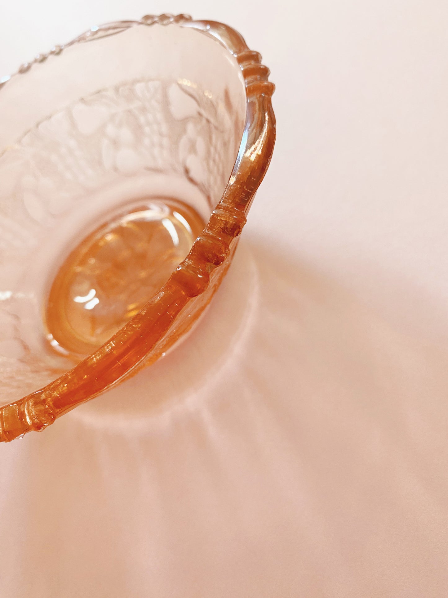 Peach Glass Small Bowl | Embossed Fruit 🍒