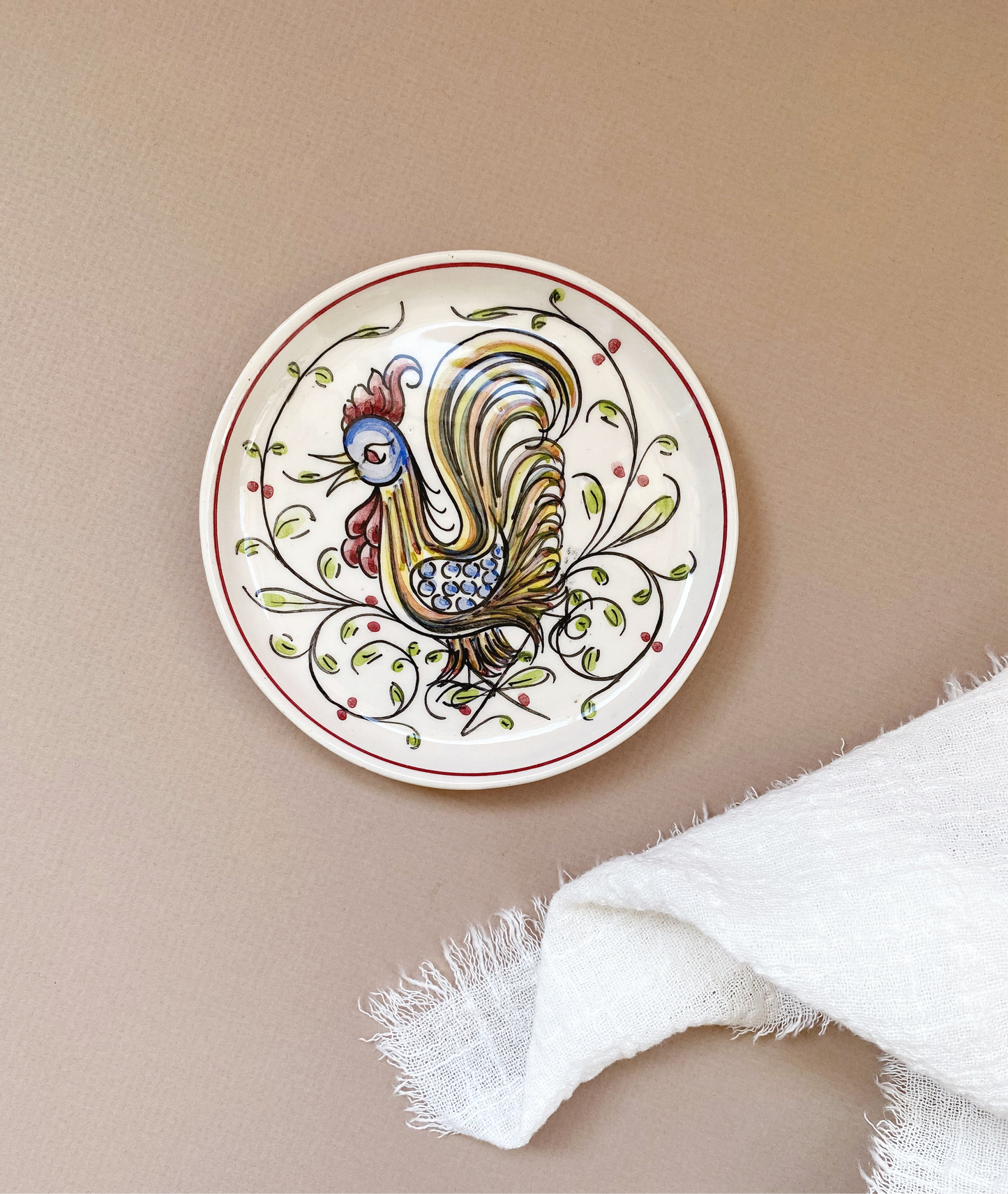 Small Portuguese Cockerel Dish | Hand painted