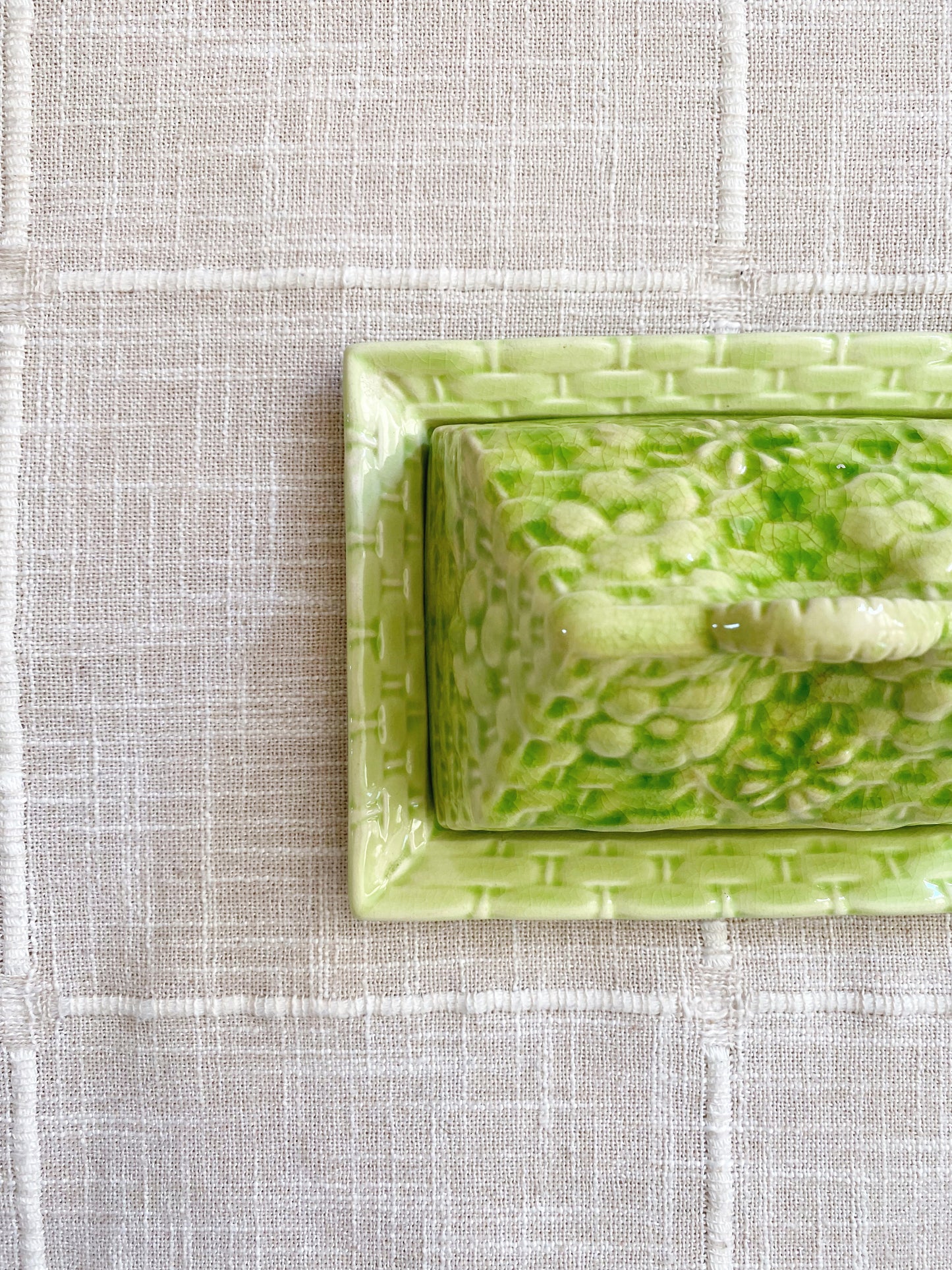 Bright Green | Floral Basket Butter Dish