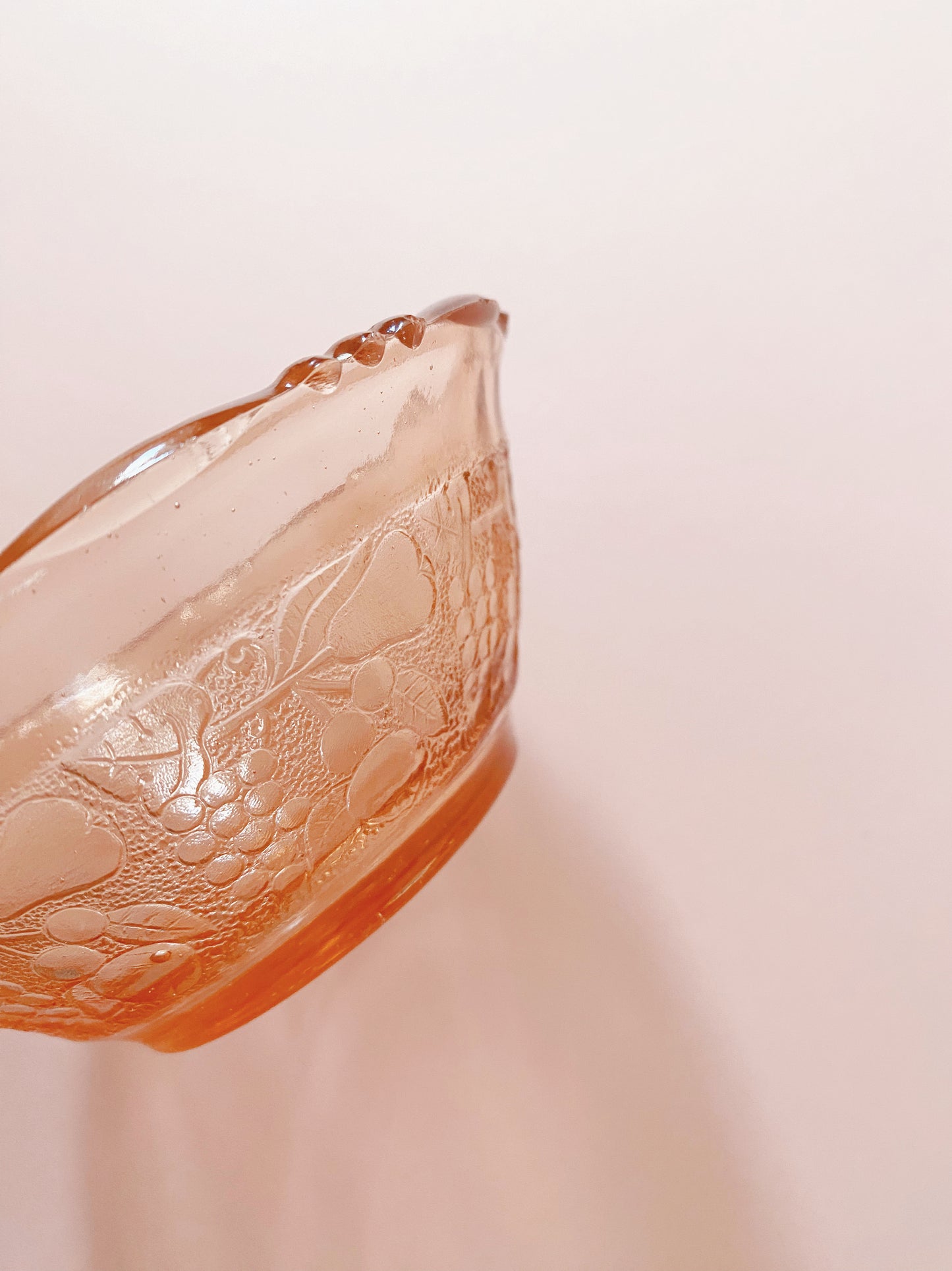 Peach Glass Small Bowl | Embossed Fruit 🍒