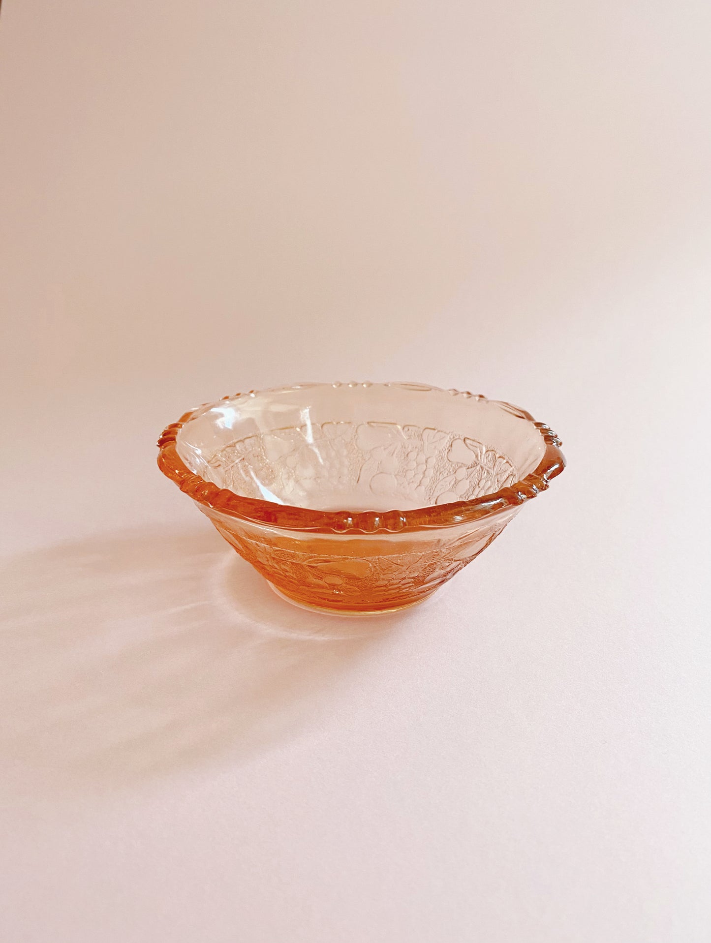 Peach Glass Small Bowl | Embossed Fruit 🍒