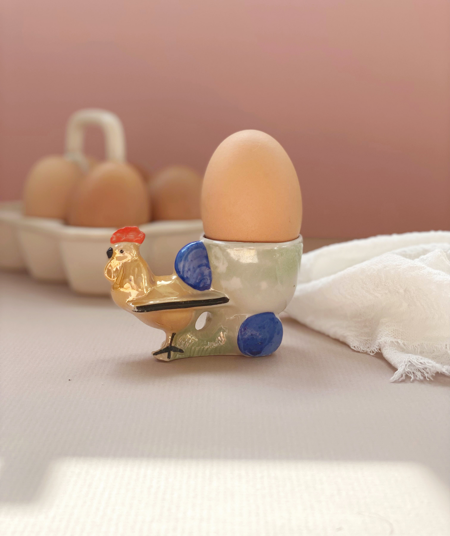 Cockerel & Cart Ceramic Egg Cup