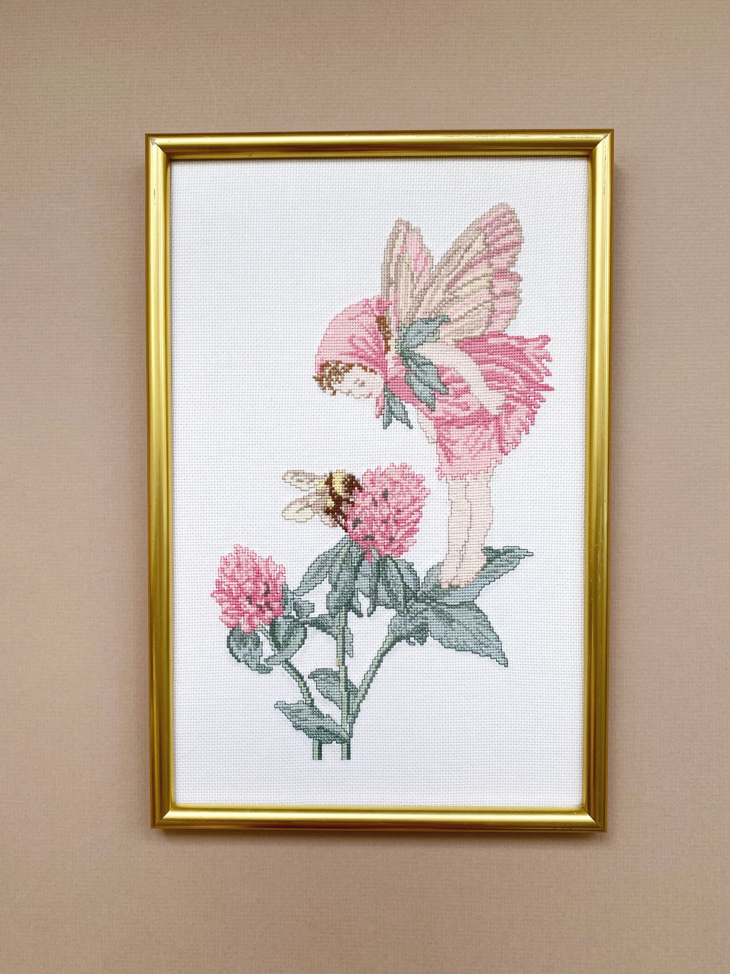 Hand Stitched Framed Fairy Cross Stitch